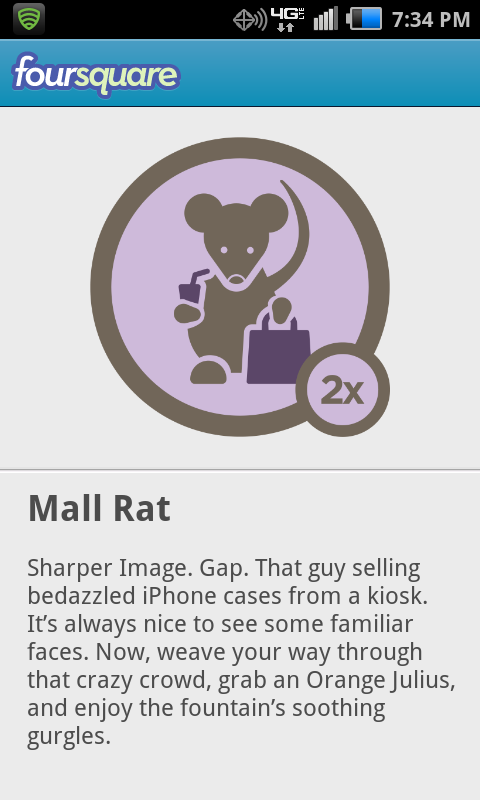 Mall Rat badge on foursquare