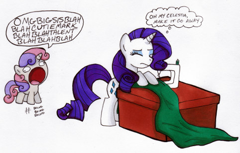 Rarity sewing, Sweetie Belle is annoying