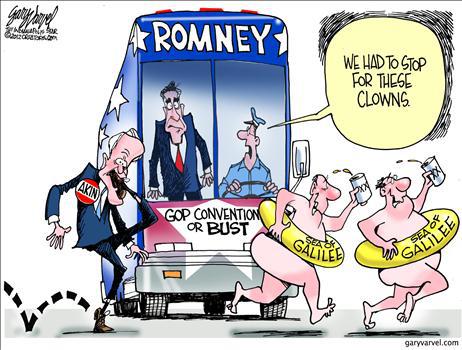 Romney campaign stops amid antics