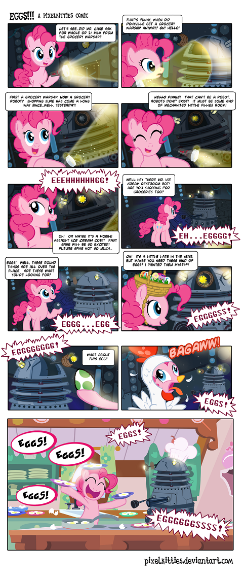If you don't follow Doctor Who OR didn't catch the Series Six premiere this weekend this comic with Pinkie Pie and a Dalek won't make a lot of sense
