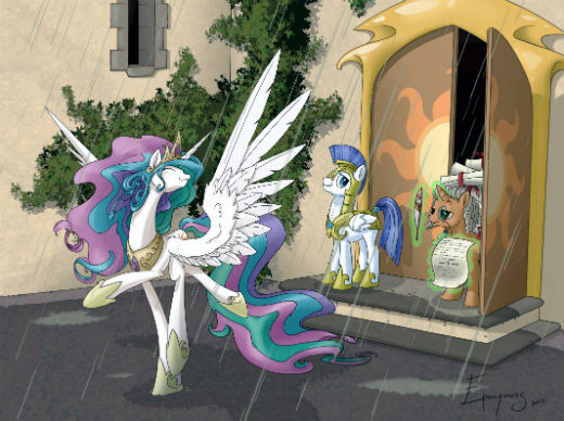 In my opinion Celestia is just the kind of ruler that would ditch her royal duties to check for rain ...
